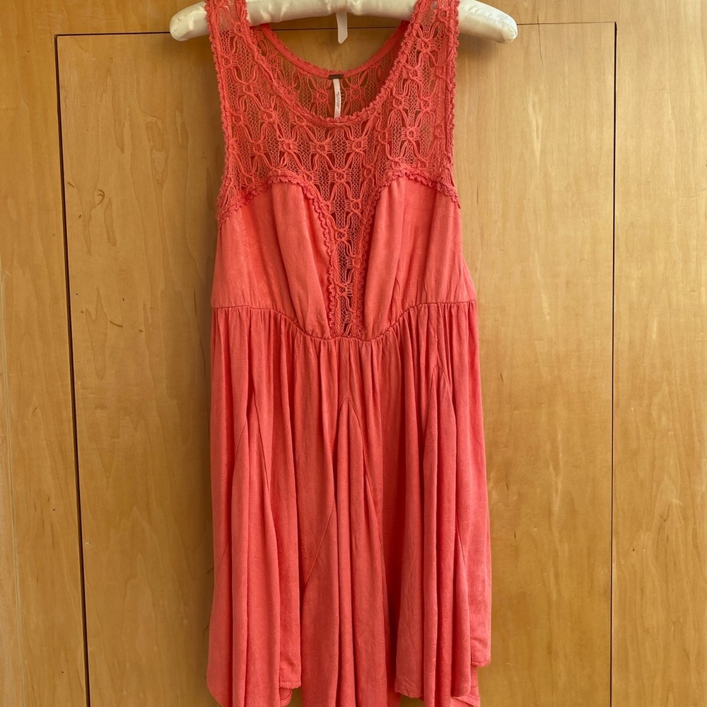 Free People Coral Fiesta Crochet Dress
